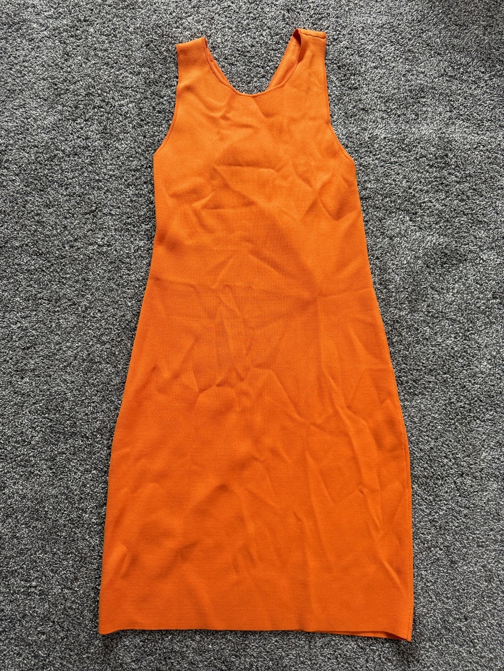 House of Harlow 1960 Orange Knit Bodycon Midi Dress Cross Back Size M - Picture 2 of 6